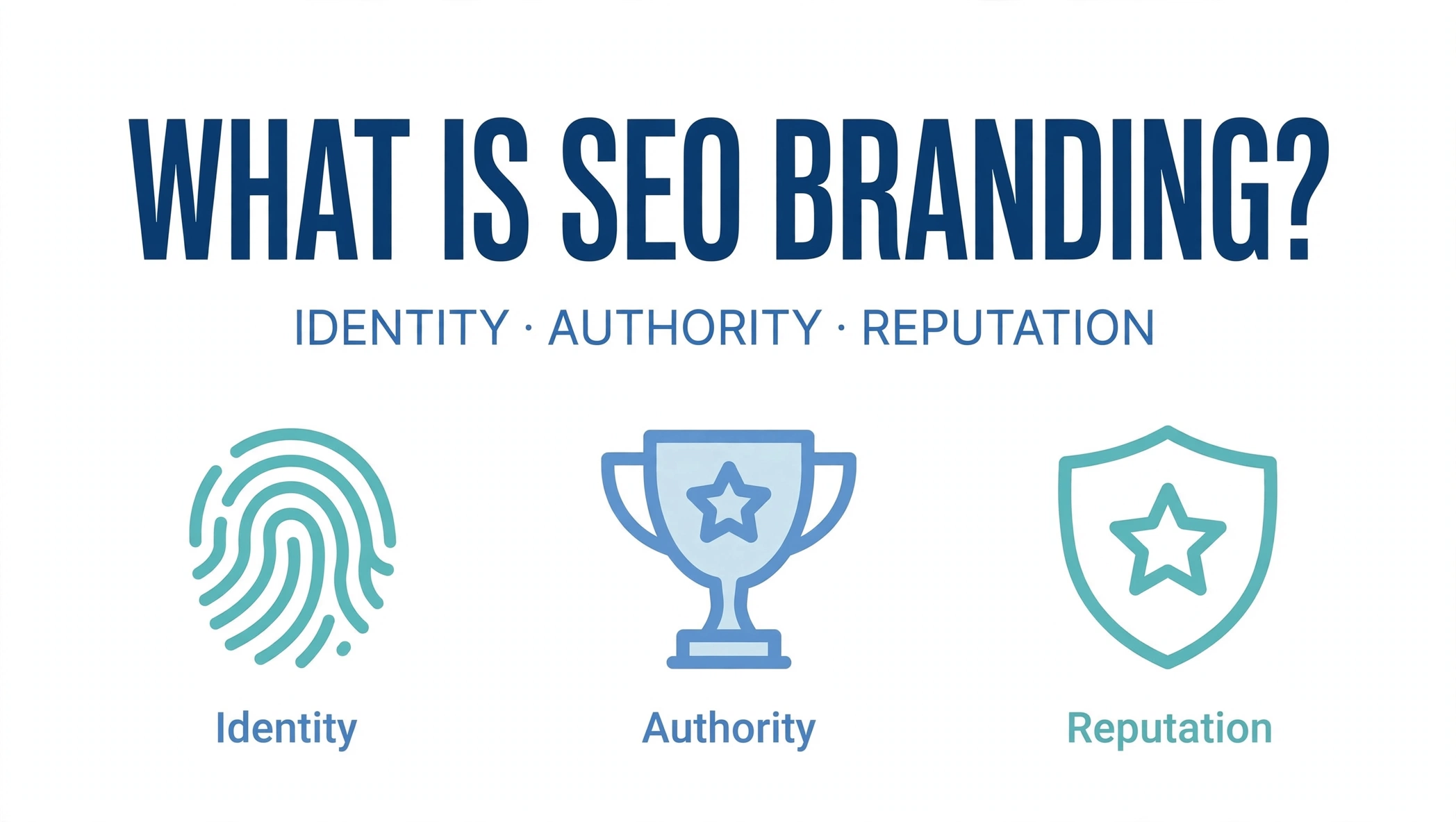 What is SEO Branding — identity, authority and reputation concept illustration